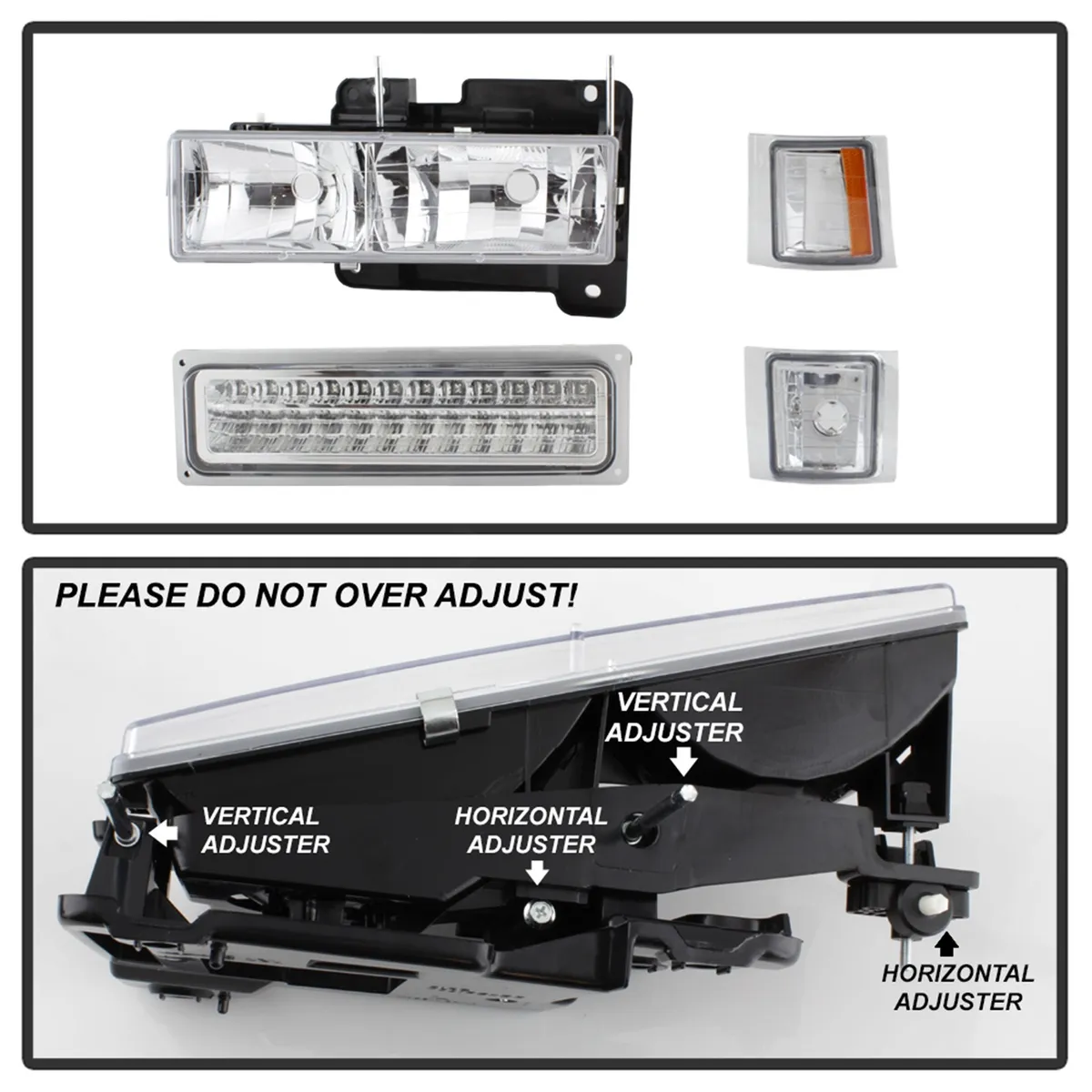 XTune Bumper Headlights/Corner Lights; LED; Not For Use w/Sealed Beam Headlights; Chrome; product image