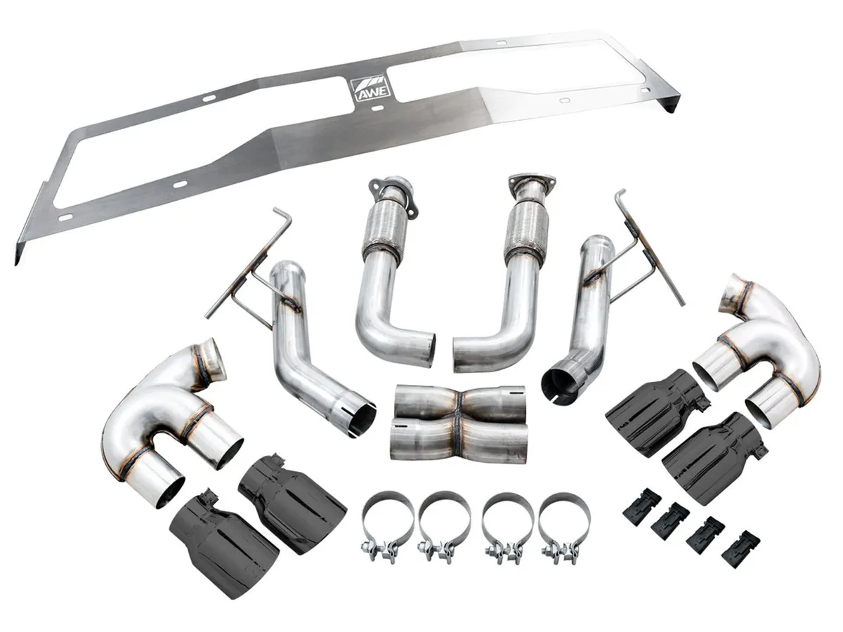 AWE Track Edition Exhaust for C8 Corvette - Quad Chrome Silver Tips product image