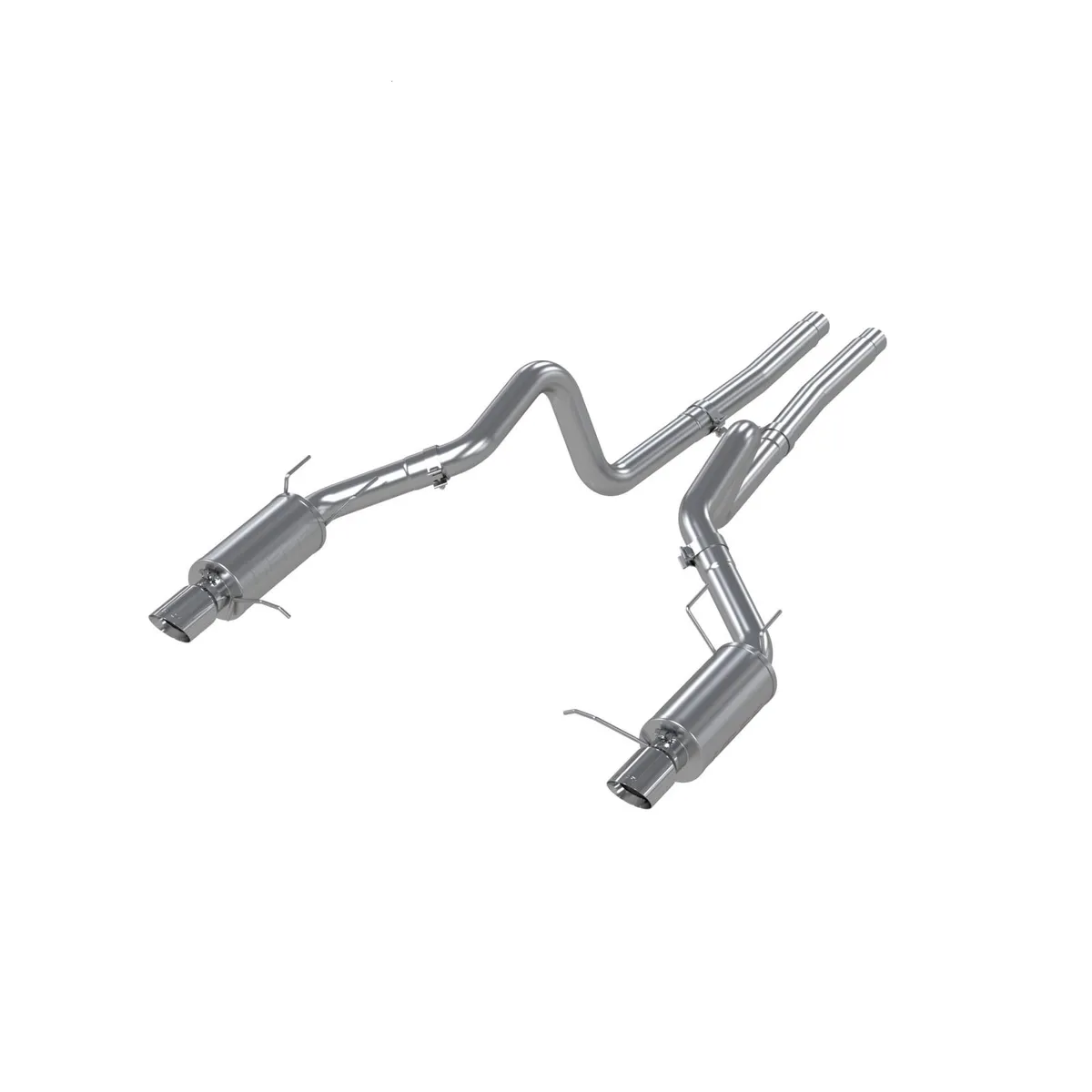 Armor Plus Cat Back Exhaust System; 3 in.; Incl. Ext. Pipes/Mufflers/Hardware/4 in. Outlet Diameter Tips; Dual Split Rear Exit; Street Version; T409 Stainless Steel; product image