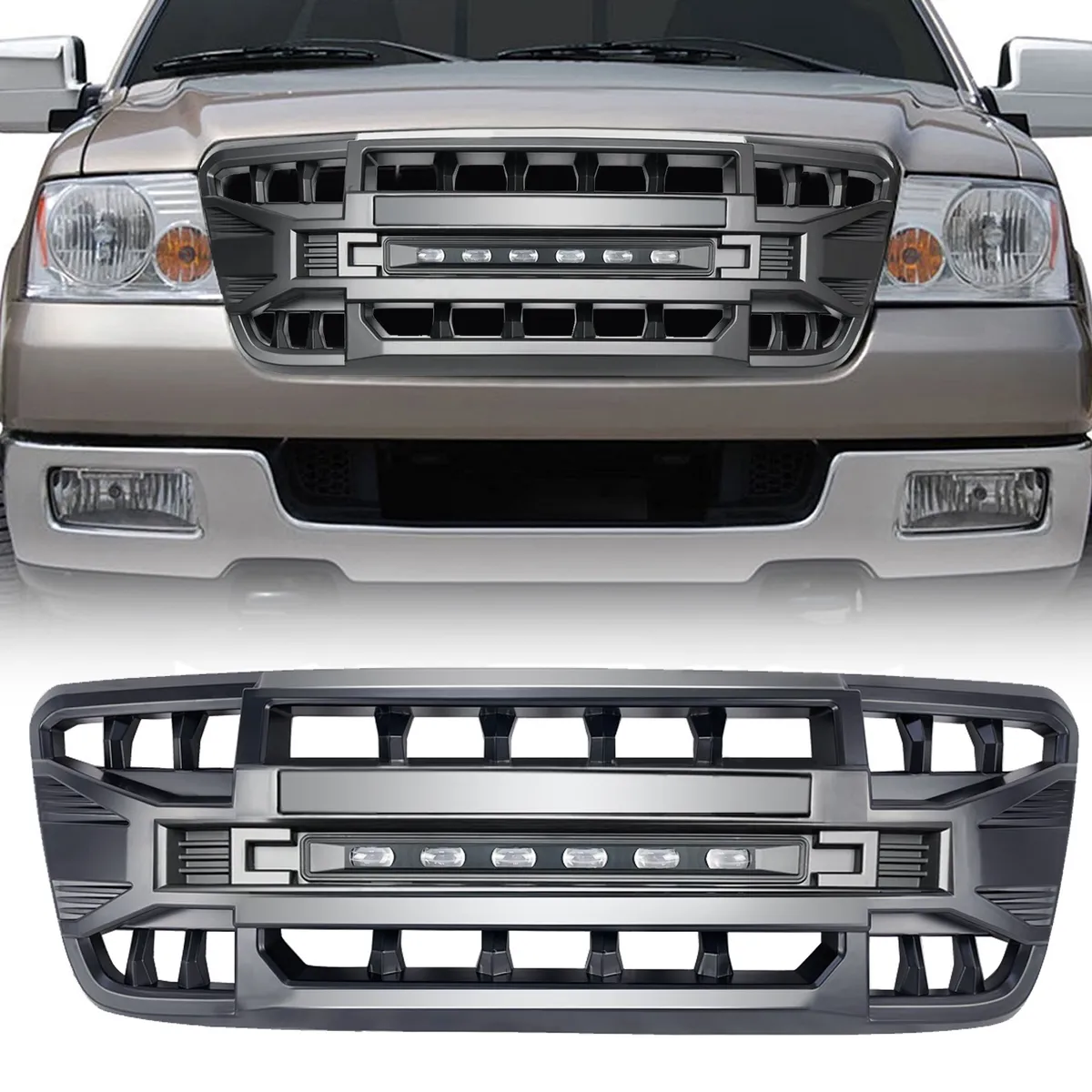American Modified Amfmaa00113 Armor Grille With LED Off-Road Lights - Matte Black product image