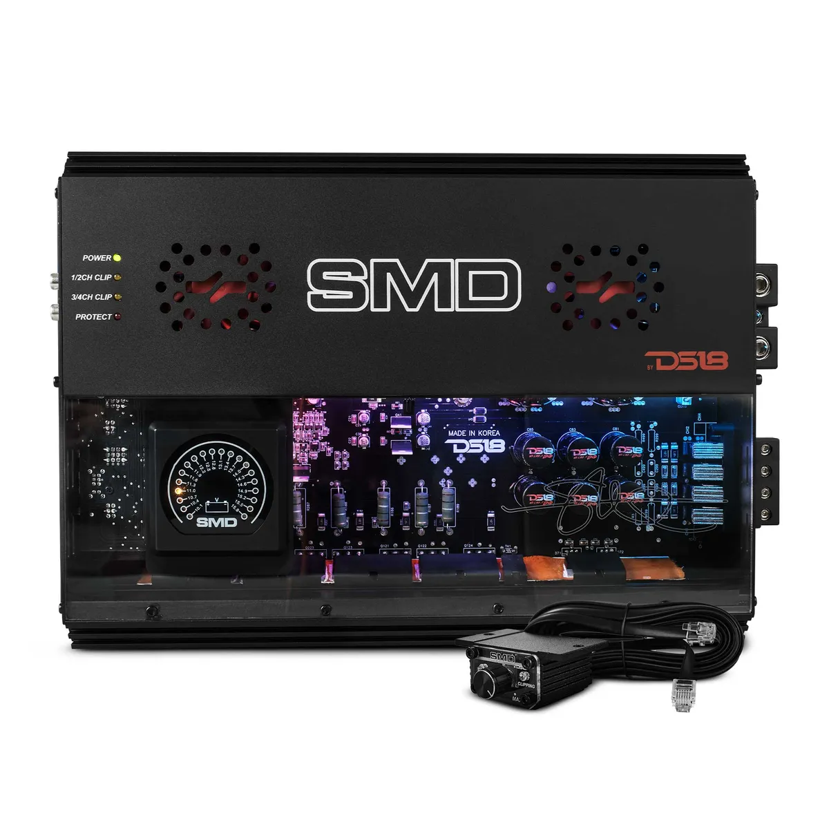 DS18 4-Channel | Class A|B | 2 x 600 @ 4Ω Bridge | 4 x 300 @ 2Ω | 4 x 200 @ 4Ω Watts RMS | VM-1 Voltmeter Built-in | Digital LED Lights
