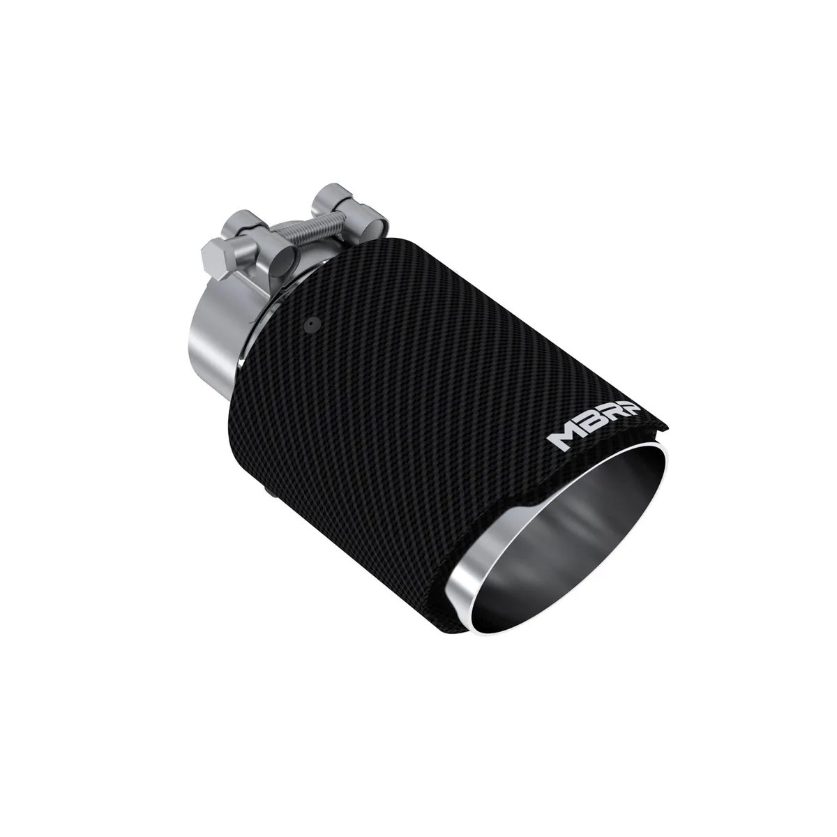 Carbon Fiber Exhaust Tip; 2.5 in. Inlet Diameter; 4 in. Outlet Diameter; Dual Wall Angle Cut; 6.5 in. Length; Carbon Fiber; product image