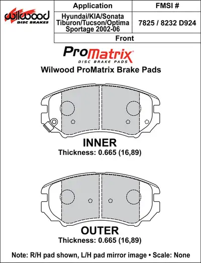 Wilwood Brakes 2005 - 2010 Hyundai Original Equipment Pads - 150-D0924K