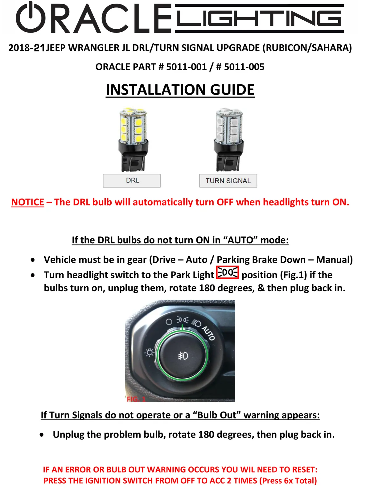 Oracle Lighting 2020-2025 Jeep Gladiator Sahara & Rubicon Fender DRL LED Upgrade (Single) product image