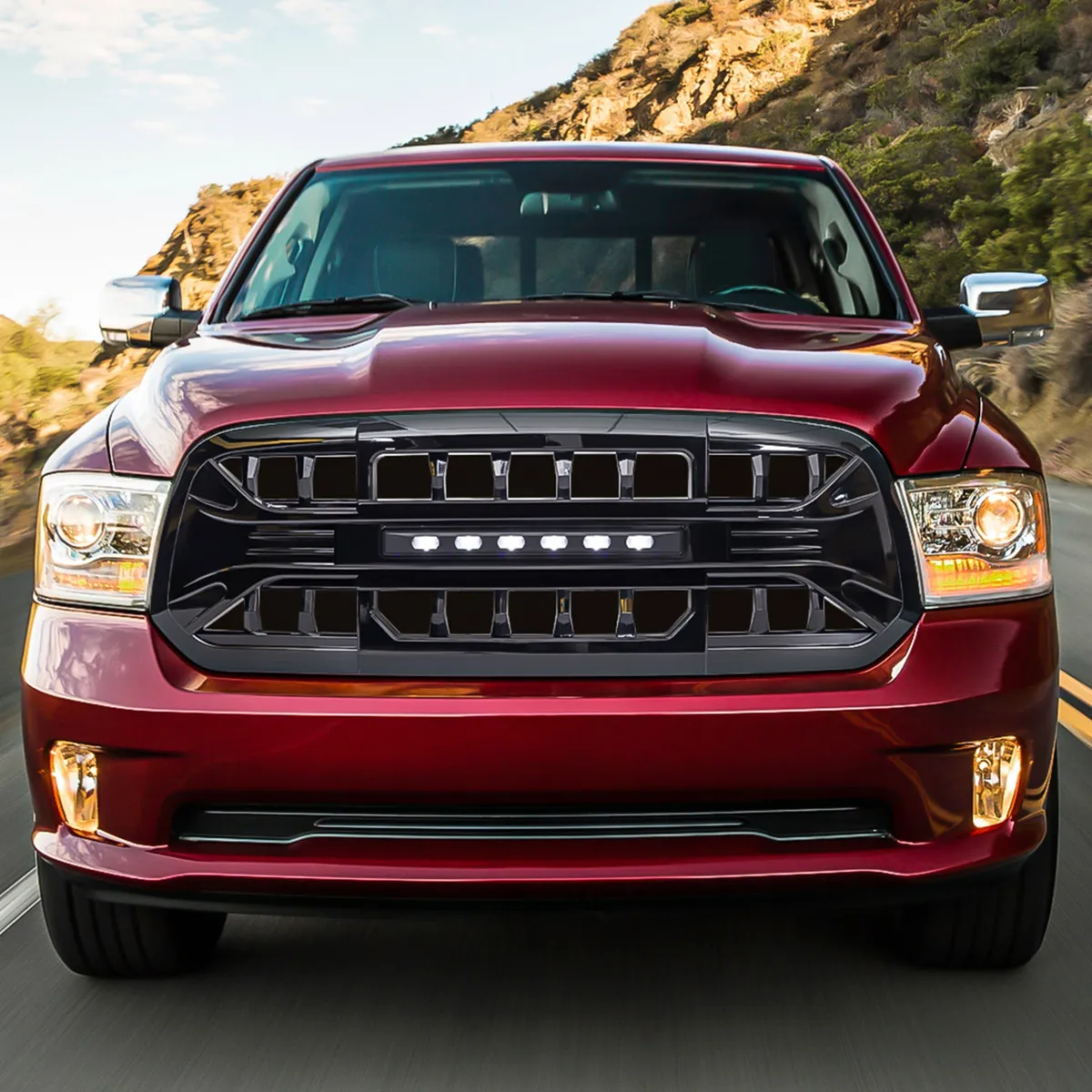 Armor Grille W/ Off-Road Lights - Gloss Black For 2013-2018 Dodge RAM 1500 ( Not Fit Rebel Models ), 2019-2023 Ram 1500 Classic product image