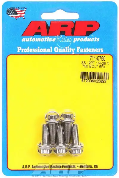 ARP Auto Racing S/S Bolt Kit - 12pt. (5) 1/4-28 x .750