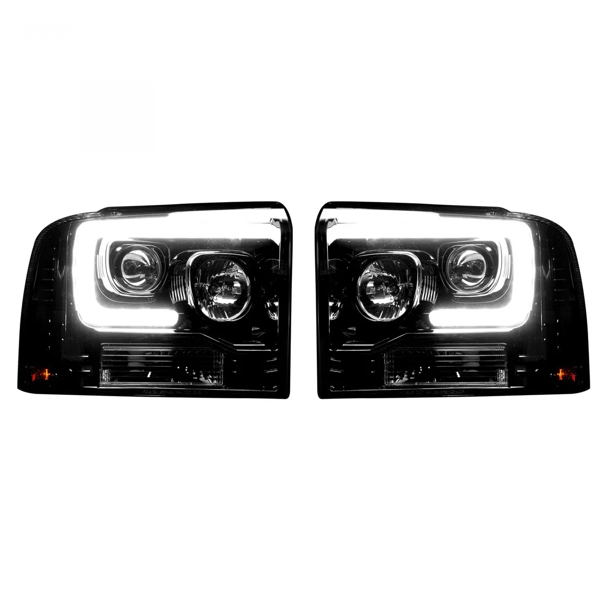 Ford Superduty 05-07 F250f350f450f550 Projector Headlights w Ultra High Power Smooth Oled Halos And DRL - Smoked b product image