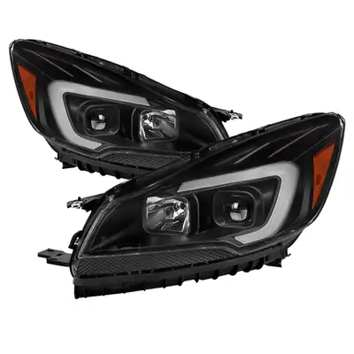 Spyder Auto LED Light Bar Projector Headlights; Black; Halogen Models Only; Will Not Fit Xenon/HID Model;