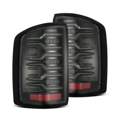 AlphaRex 1418 Sierra 1500/2500/3500hd Luxx LED Tail Lights Alphablack W/Activation Light & Seq Signal