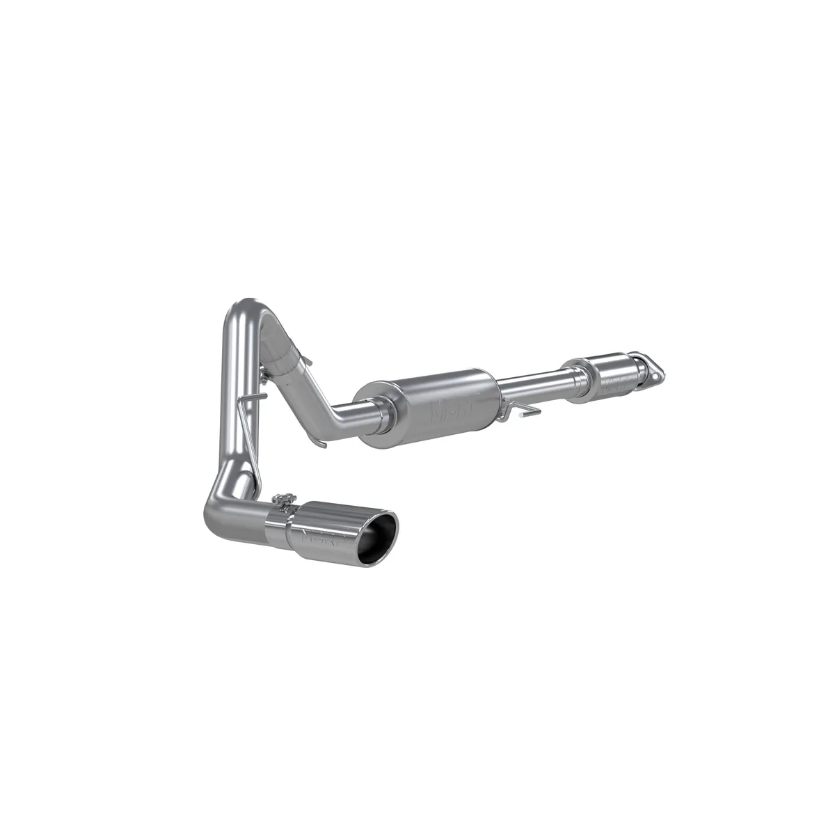 Armor Plus Cat Back Exhaust System; 3 in.; Incl. Front Pipe/Ext. Pipe/Muffler/Over Axle Pipe/Tailpipe/Hardware/4 in. OD Tip; Single Side Exit; T409 Stainless Steel; product image