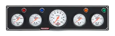 Quickcar Racing 3-1 Gauge Panel OP/WT/OP /FP w/3-3/8in Tach Black