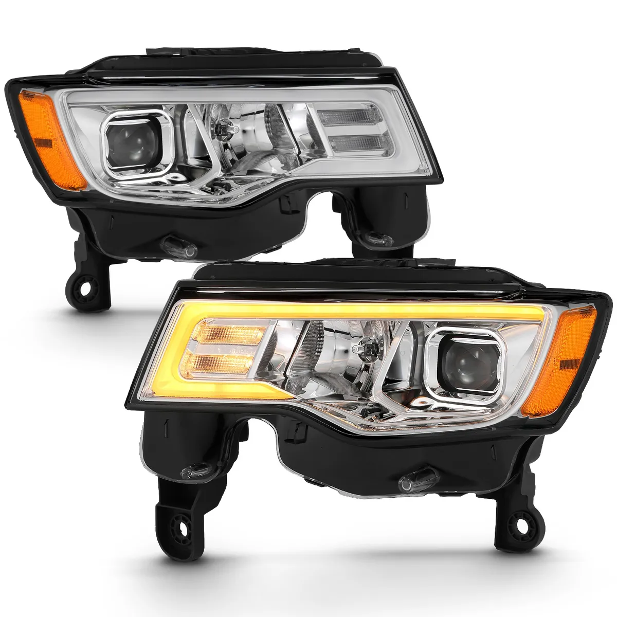 Jeep Grand Cherokee 17-22 Projector Switchback LED Plank Style Headlights Chrome (Not For HID Models) product image