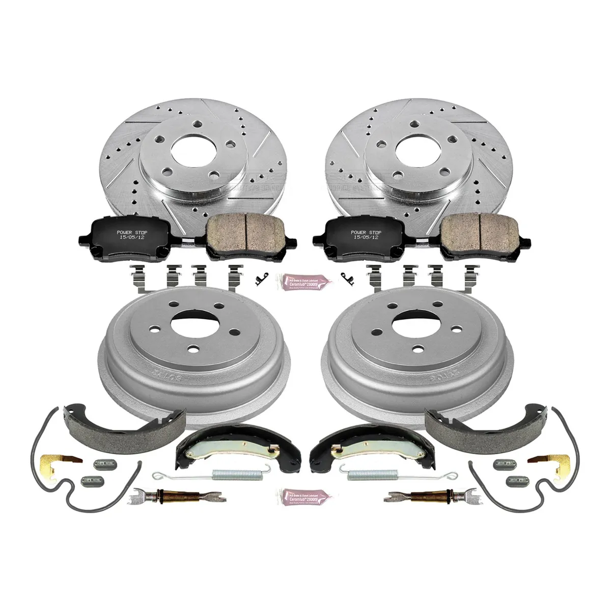 Z23 Evolution Sport Upgrade Kit: Drilled/Slotted Rotors; Carbon-Fiber Ceramic Pads W/Hardware; Coated Drums; Shoes W/Hold Down And Adjuster Kit product image