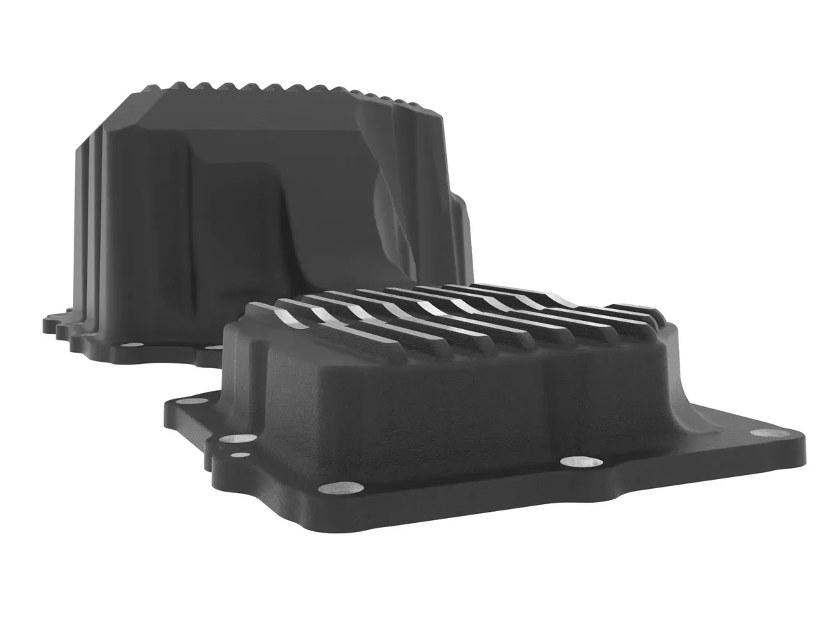 AFE Power Pro Series Engine Oil Pan Black w/ Machined Fins GM Diesel Trucks 17-19 V8-6.6L (td) L5P 46-71360B 46-71360B product image