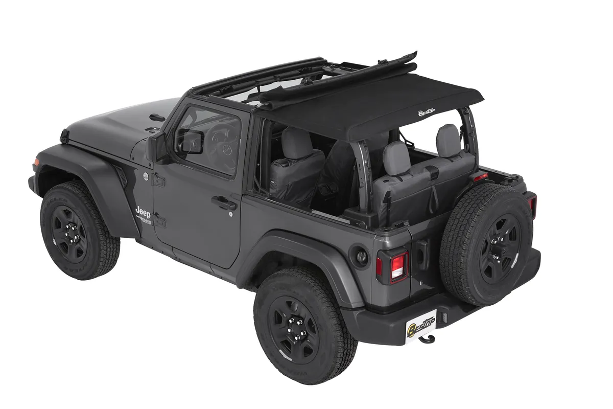 Trektop Slantback Soft Top For Jeep 2018-Current Wrangler JL 2 Door Black Premium Twill Bestop product image