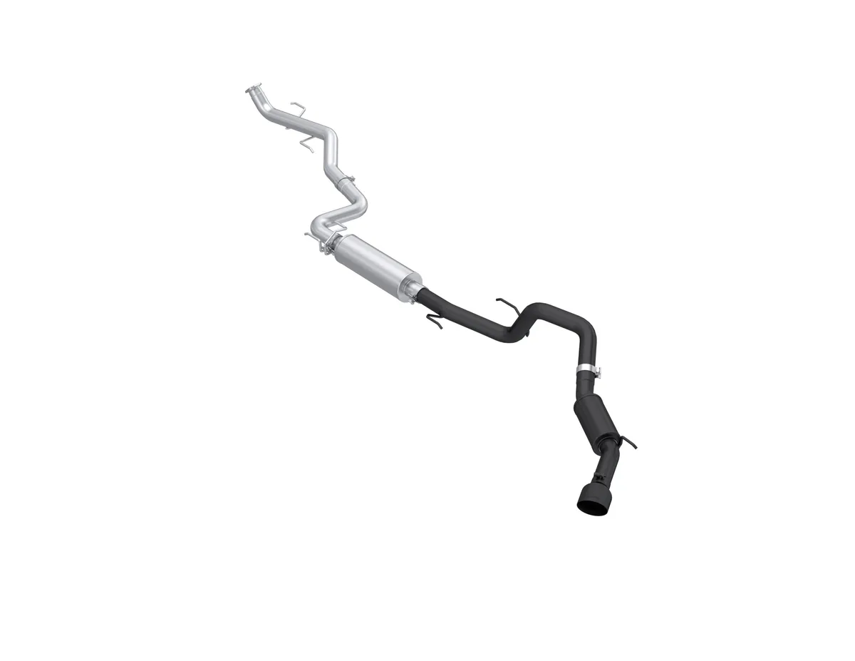 Armor BLK Cat Back Exhaust System; 3 in.; Black Coated Aluminized Steel; Single Side Exit; 5 in. OD. Dual Wall Tip; product image