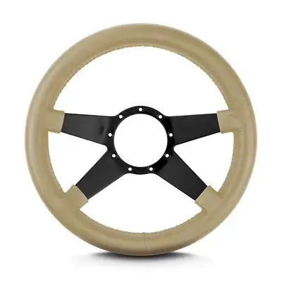 Lokar Lecarra Mark 9 Standard Steering Wheel; Tan; Black Spokes; 14 in. Thick Grip;
