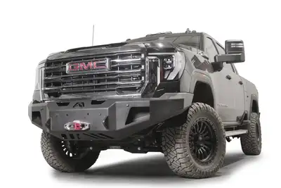 Fab Fours Premium Winch Front Bumper; w/ No Guard; 2 Stage Black Powder Coat; w/ Sensor;