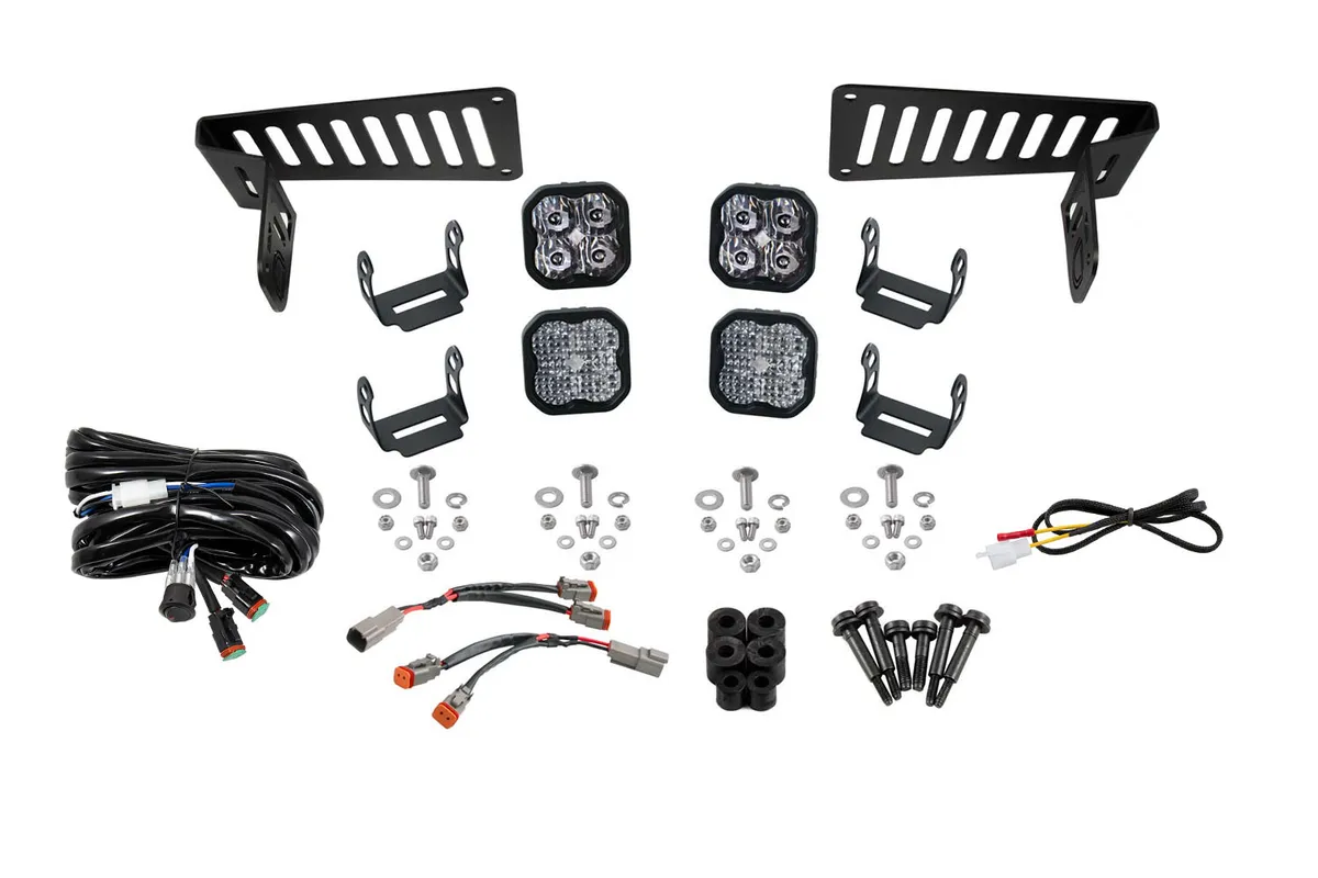 Diode Dynamics SS3 Sport Cowl Mount LED Bracket Kit w/ LED Lights - White Driving/Flood - JT/JL product image