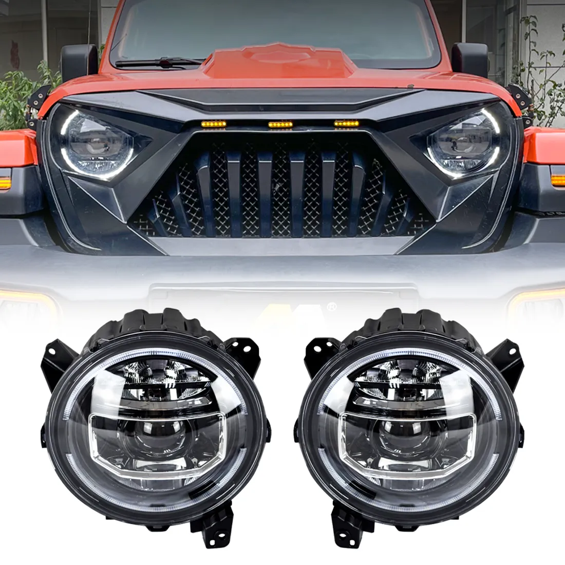 9 Inch Round Halo DRL LED Headlights w/ Start-Up Animation For 18+ Jeep Wrangler JL & Gladiator Jt(Dot Approved) product image