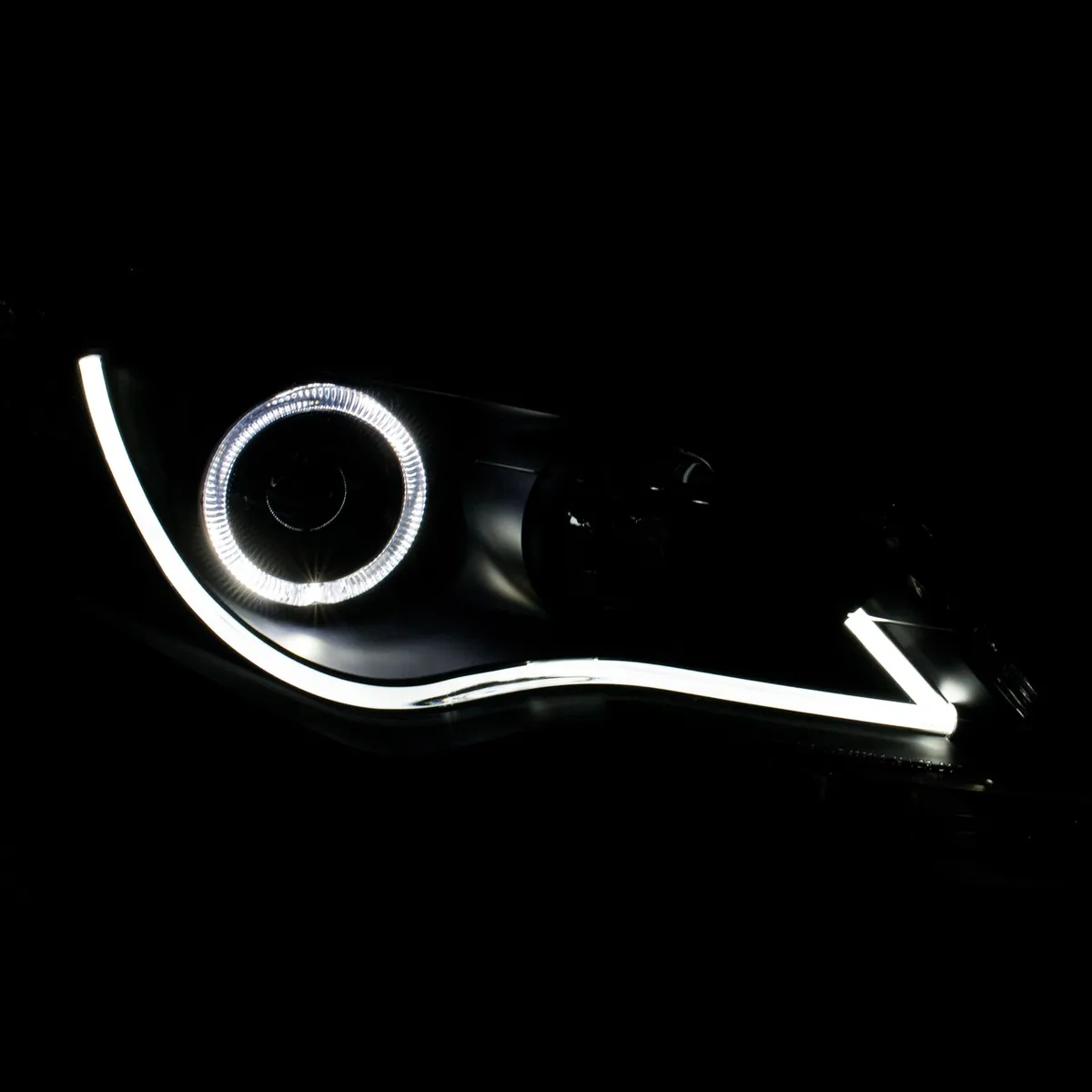 Projector Headlight Set w/Halo; Clear Lens; Black Housing; Pair; product image