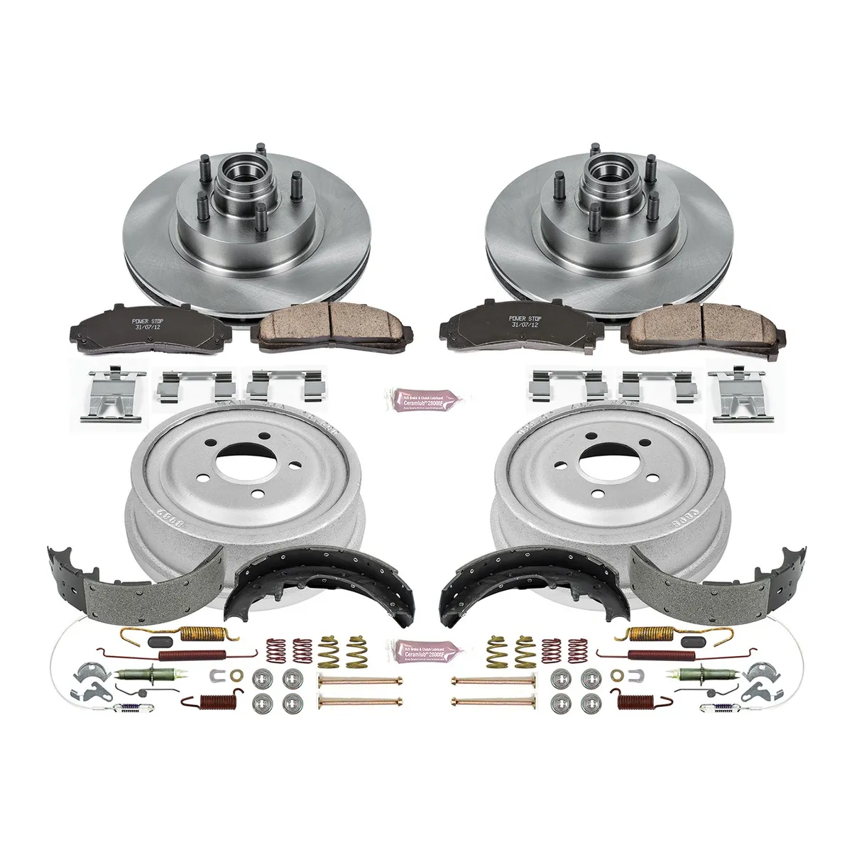 Z17 Direct Replacement Kit: Rotors; Ceramic Pads W/Hardware; Coated Drums; Shoes W/Hold Down And Adjuster Kit product image