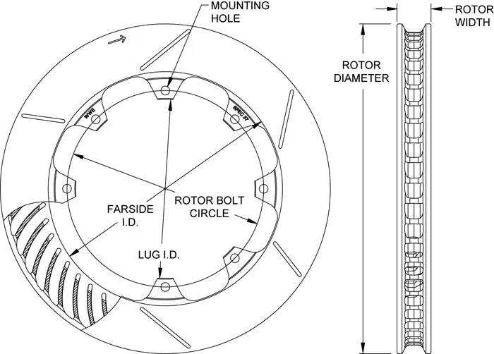 Wilwood Brakes Wilwood Rotor-GT48-LW SPC-37-RH-Bedded 11.75 x 1.21 - 8 on 7.00in
