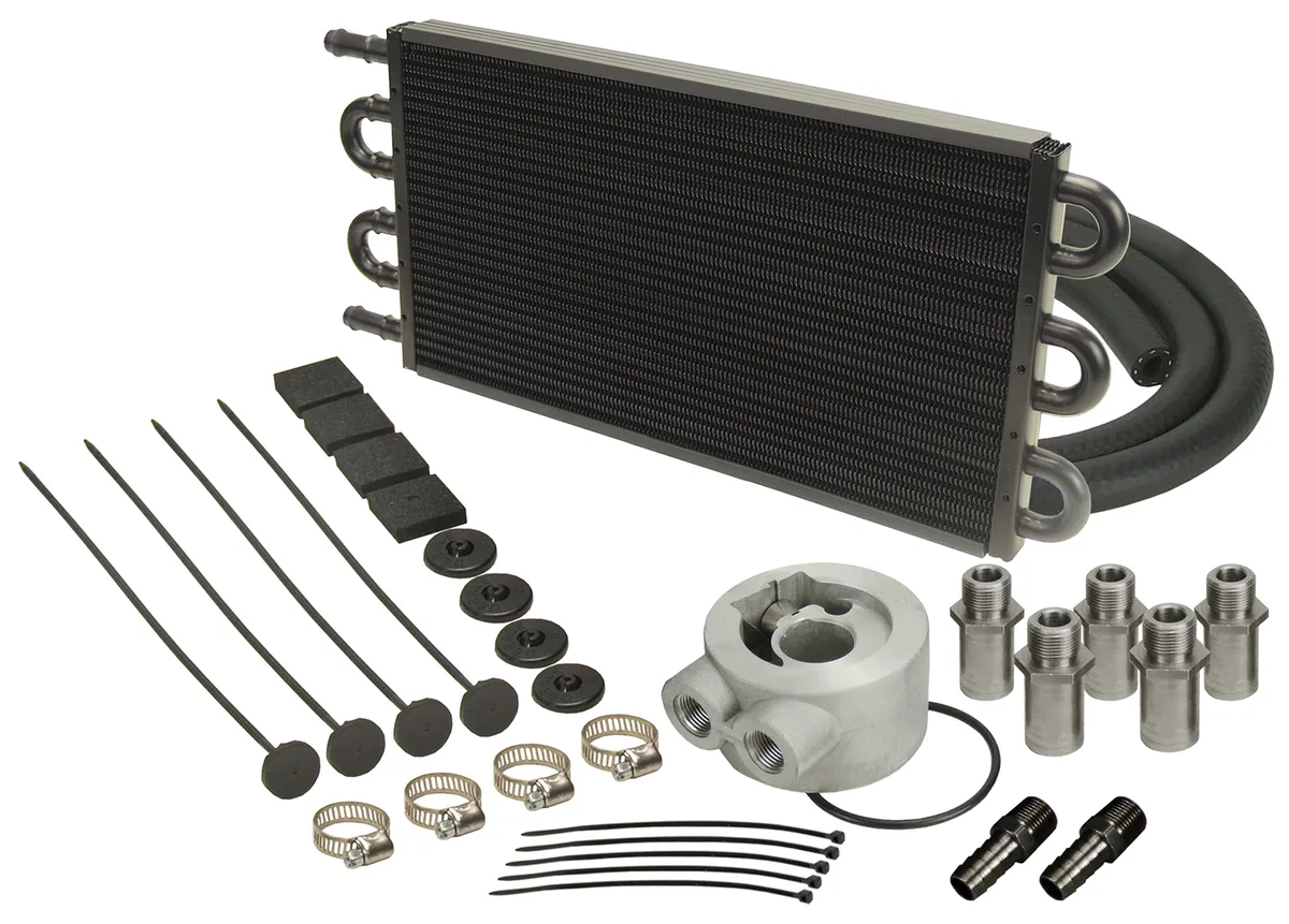 6 Pass Series 7000 Alum/Copper Universal Engine Oil Cooler Kit Sandwich Adapter product image