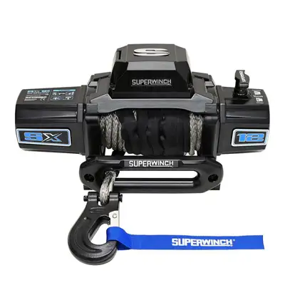 Superwinch SX12SR Winch, 12,000 lbs., 12 VDC, 3/8 in x 80 ft. synthetic rope, ergo handheld remote control, 6.0