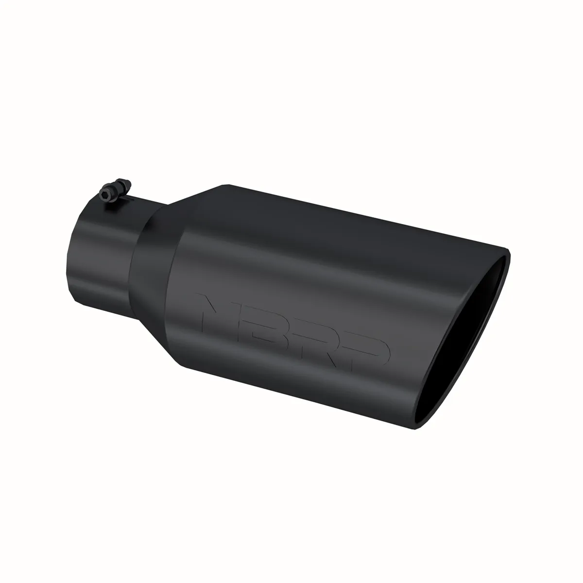 Armor BLK Exhaust Tip; 5 in. Inlet Diameter; 8 in. Outlet Diameter; 18 in. Length; Rolled End; T304 Stainless Steel; Black Coated; product image