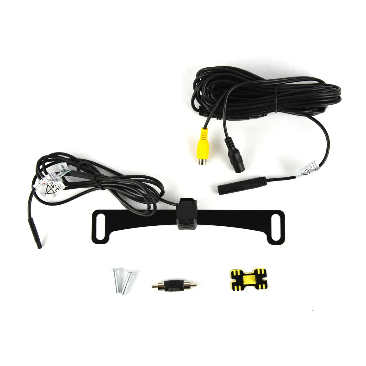 Universal Dual Mount CMOS Camera; Metal License Plate and Camera Mount; 22ft. Chassis Harness To RCA Included; Parking Gridlines and Image Mirroring Available; product image