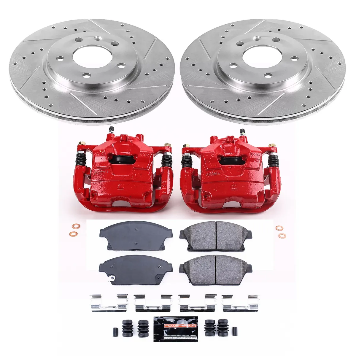 Z23 Evolution Sport Upgrade Kit: Drilled/Slotted Rotors; Carbon-Fiber Ceramic Pads; Powder Coated Calipers product image