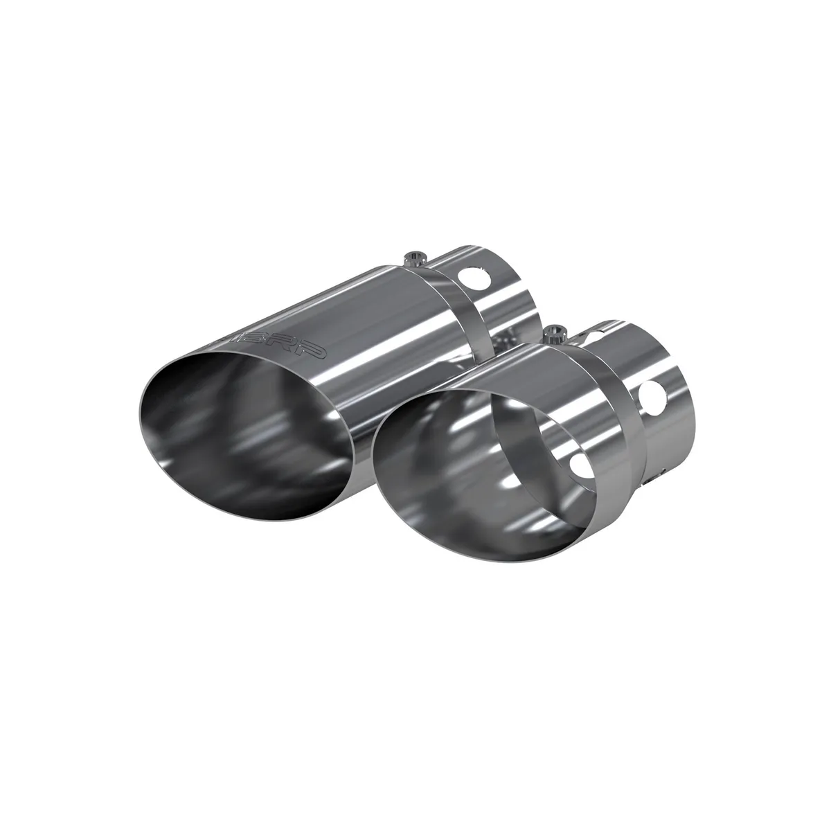 Armor Pro Exhaust Tip; Set of 2; 4 in. Inlet Diameter; 5 in. Outlet Diameter; 1-6.75 in. Length/1-9.75 in. Length; T304 Stainless Steel; Mirror Polished; product image