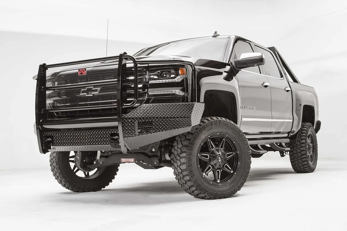 Black Steel Front Bumper; 2 Stage Black Powder Coated; w/Full Guard; product image
