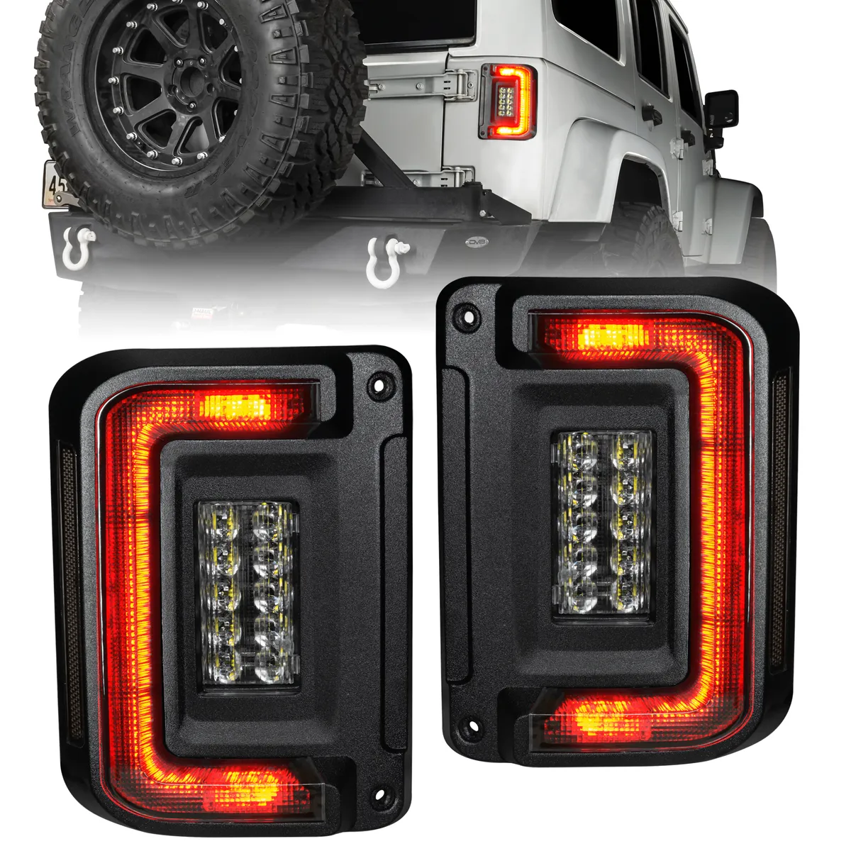 V2 | 2007-2017 Jeep Wrangler JK Flush Mount LED Tail Lights | Low-Profile Trail Protection product image