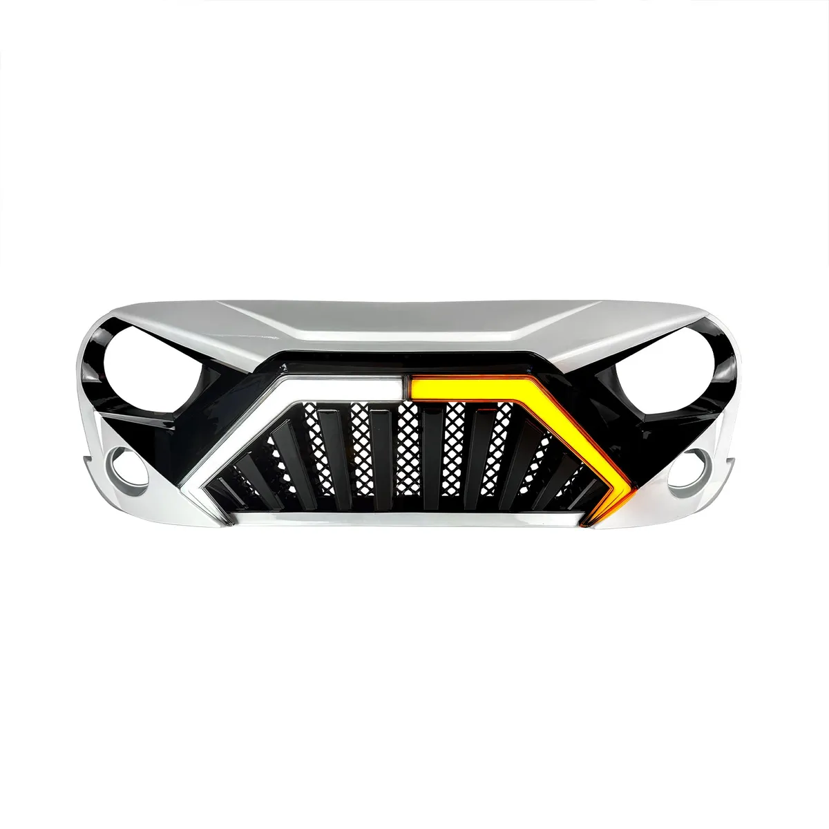 Goliath Grille W/ LED DRL and Turn Signals - White & Black For 07-18 Jeep Wrangler JK product image