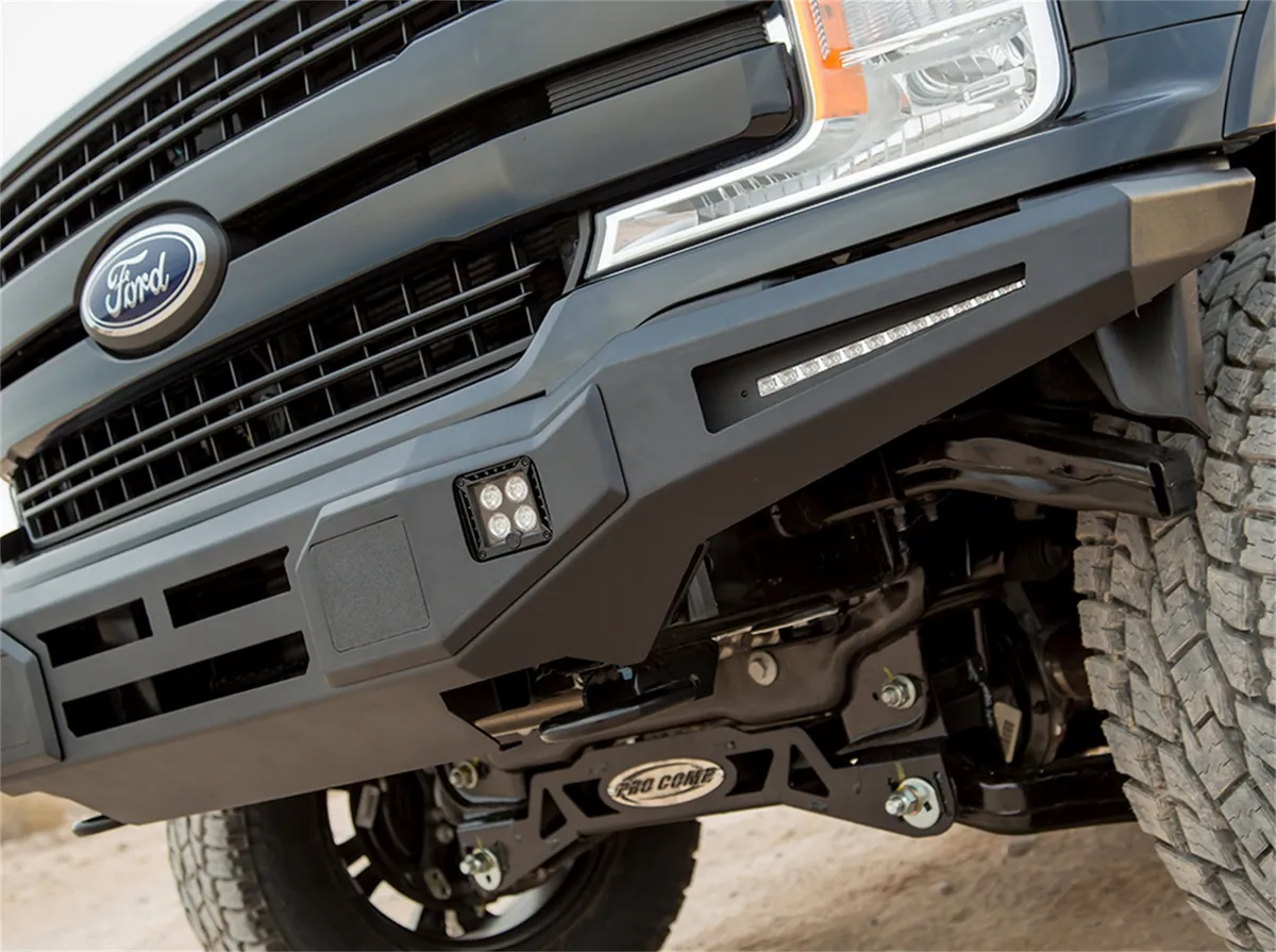 Alumilite Front Bumper; w/ 3.5 in. Double Or Single Square Light Holes; w/ Bolt-On RT Series Light Bracket; Fits w/o Or w/ Parking Sensors; Retains Factory Tow Hooks; Non-Winch; product image