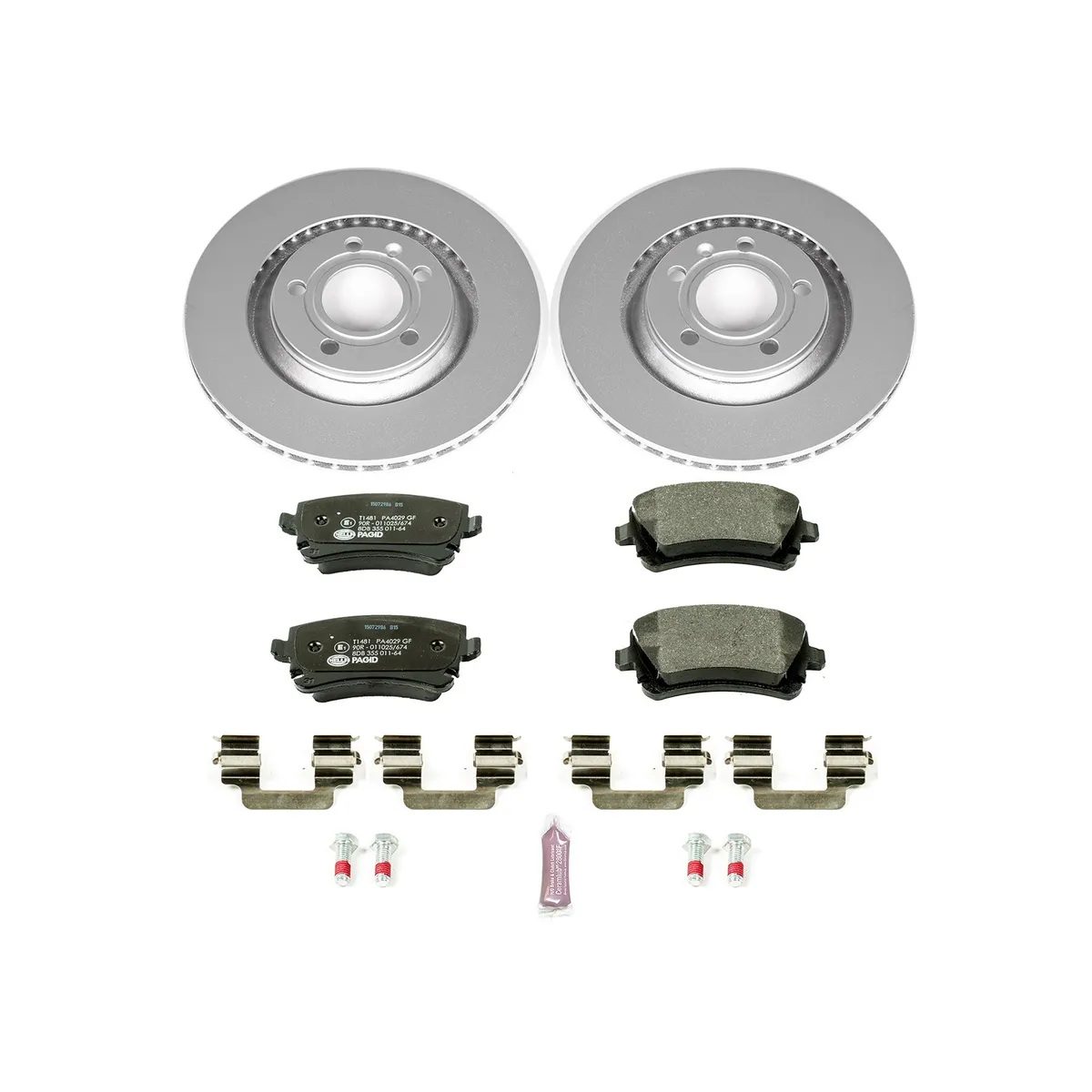 Euro-Stop Kit: Genuine Geomet Fully Coated Rotors; Ece-R90 Certified Pads W/Hardware product image