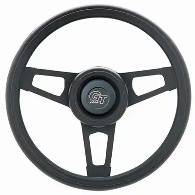 Grant Challenger Steering Wheel; 13.75 in. Diameter; 2 1/4 in. Dish; Black Cushion Grip; Matte Black 3-Spoke Design;