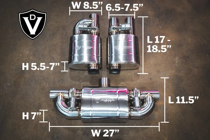 Universal Muffler Kit, Single Inlet Dual Outlet, 63MM 2.5 Inch 2 Mufflers Valvetronic Designs product image