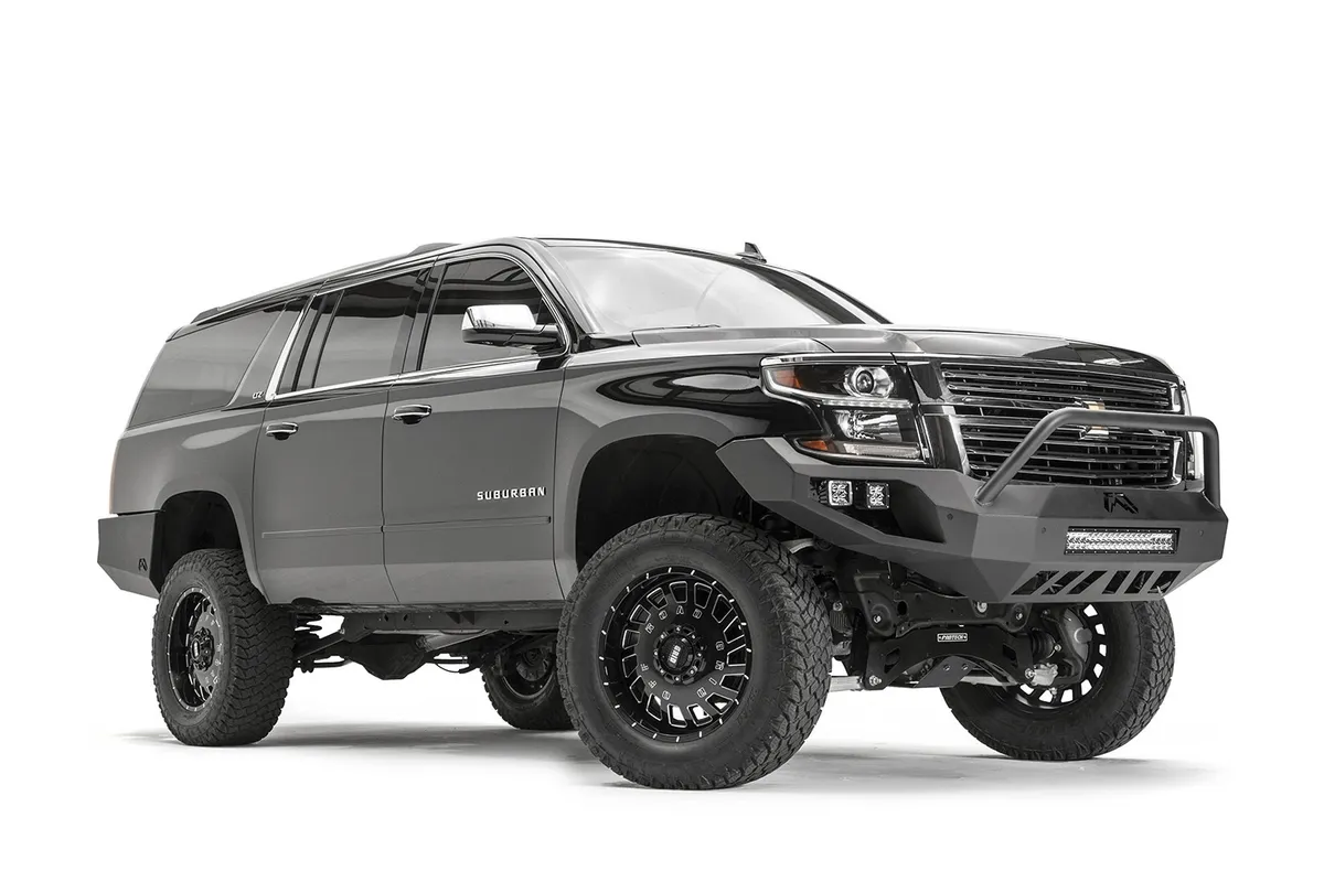 Vengeance Front Bumper; 2 Stage Black Powder Coated; w/Pre-Runner Guard; w/Sensors; product image