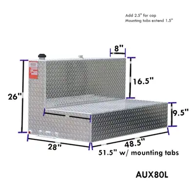 Aluminum Tank Industries Inc ATI 80 Gallon Auxiliary Diesel Fuel Tank – L-Shape