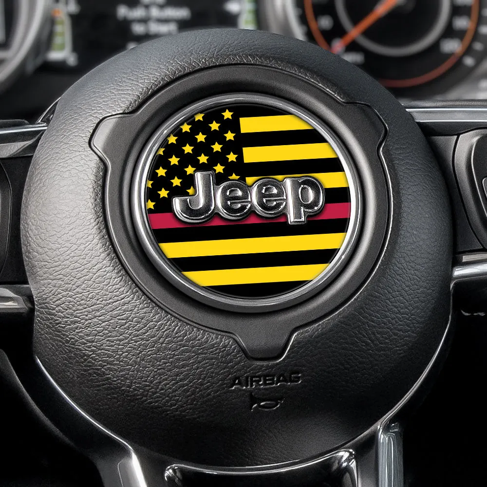 Under The Sun Inserts Black & Yellow Thin Red Line Steering Wheel Decal