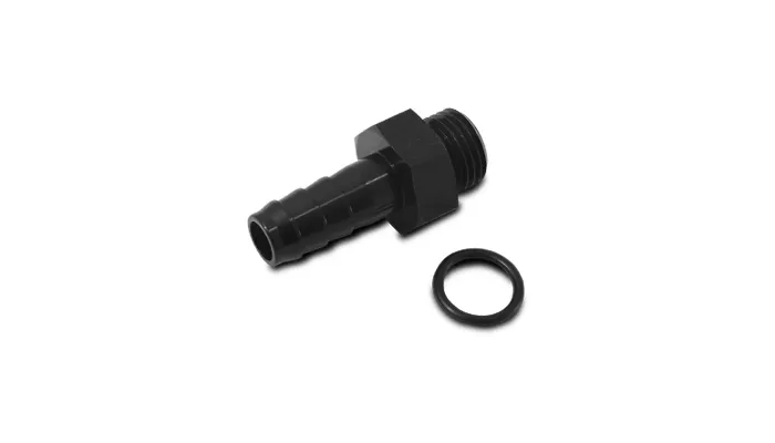 ORB to Hose Barb Adapter Fitting; -8AN Male ORB; 0.5 in. Barb Size; 6061 Aluminum; Black Anodized; Multi Barb; product image