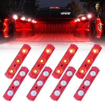 Xprite Xprite 8 LED Rock Light Pods Truck Bed Lighting Kit with Switch