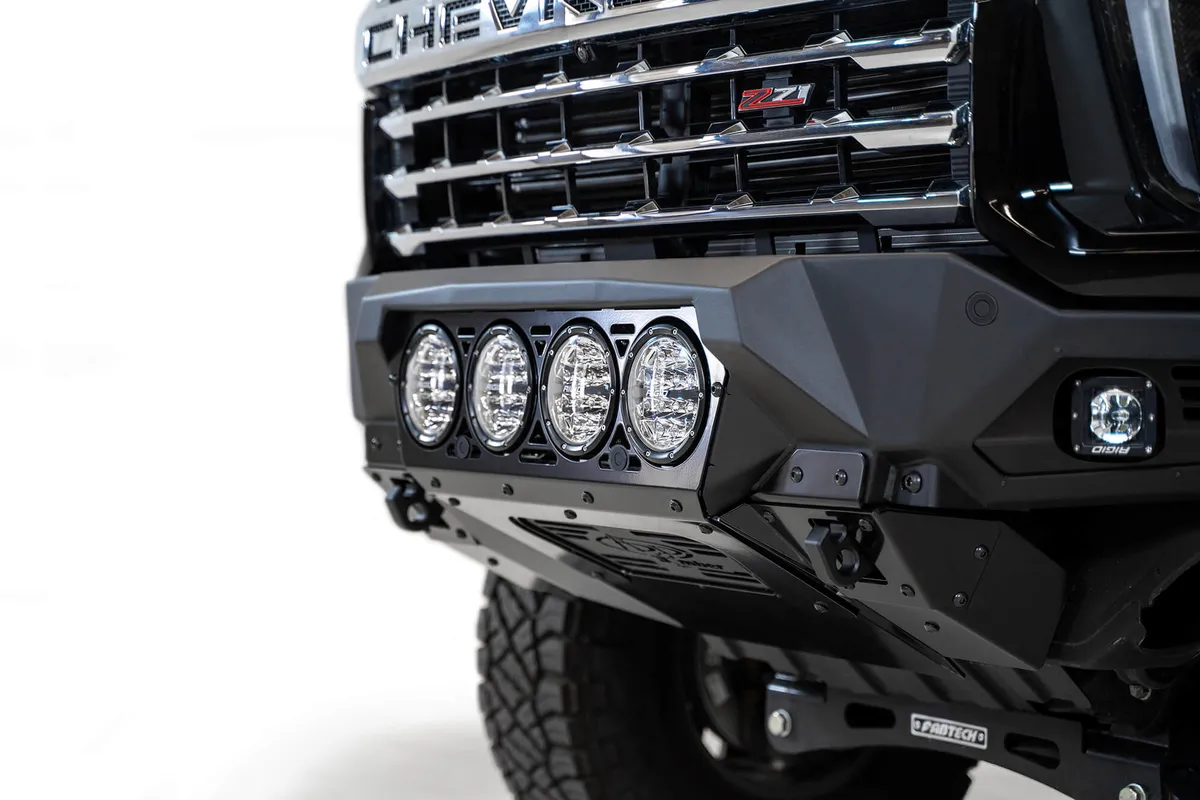 20c Silv 2500/3500hd Bomber Frnt Bumper W/4 Rigid 360 6in Mounts W/Parking Snsr Cutouts product image