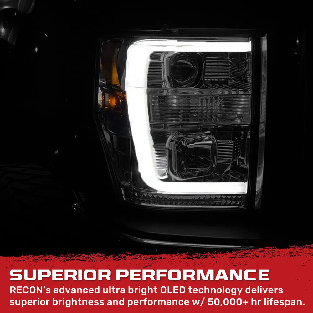 Ford Superduty 08-10 F250f350f450f550 Projector Headlights w Ultra High Power Smooth Oled Halos And DRL - Smoked b product image