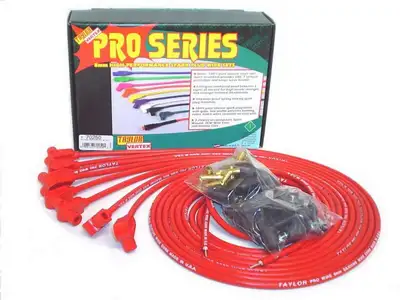 Taylor Cable Taylor Cable Universal 8mm Tinned Copper Wire Pro Spark Plug Wire Set - 8 Cylinders - 90° Spark Plug Boot Angle - Red - 70250