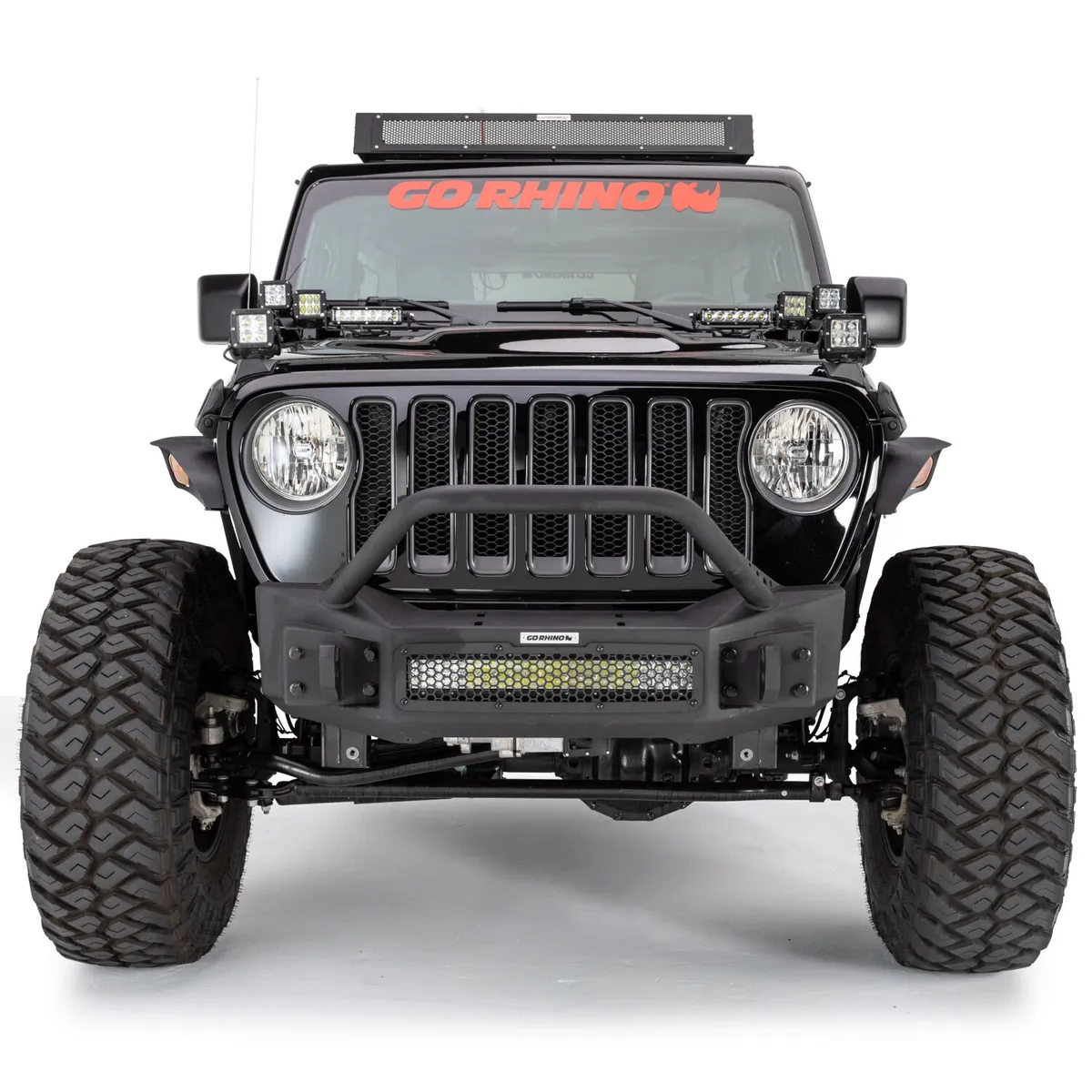 Go Rhino 331101T - Rockline Front Stubby Bumper W/ Overrider - Textured Black product image