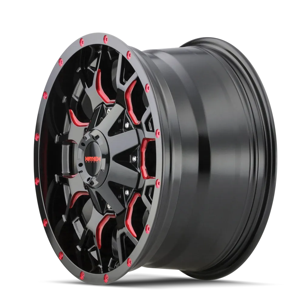 Mayhem Offroad Wheels Warrior 8015 RD 20x9 Prism Red Black 0 Off Set 6 Lug 5 BSM 106 Bore Cast Aluminum product image